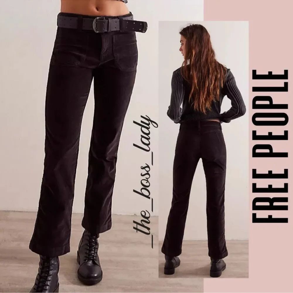 NWOT Free People Corduroy Velvet Flare High Rise Cropped Pants